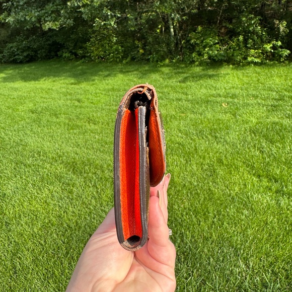 Louis Vuitton Brown Monogram Wallet with Orange Accents - Picture 6 of 13